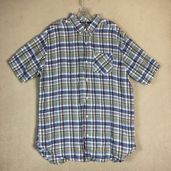 Canterbury Of New Zealand Shirt Mens 2XL Multicolor‎ Plaid Shirt Sleeve Linen - Picture 1 of 12